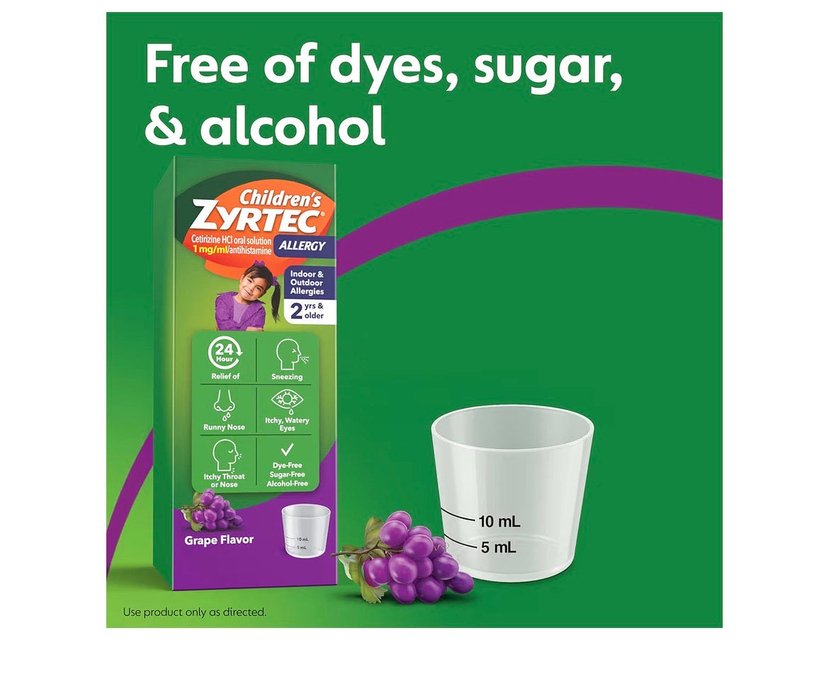 Children's Zyrtec 24-Hour Allergy Relief Grape Syrup, 4 fl oz