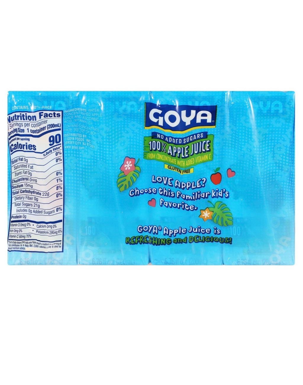 Goya No Added Sugars 100% Apple Juice, 6.76 fl oz, 8 Count