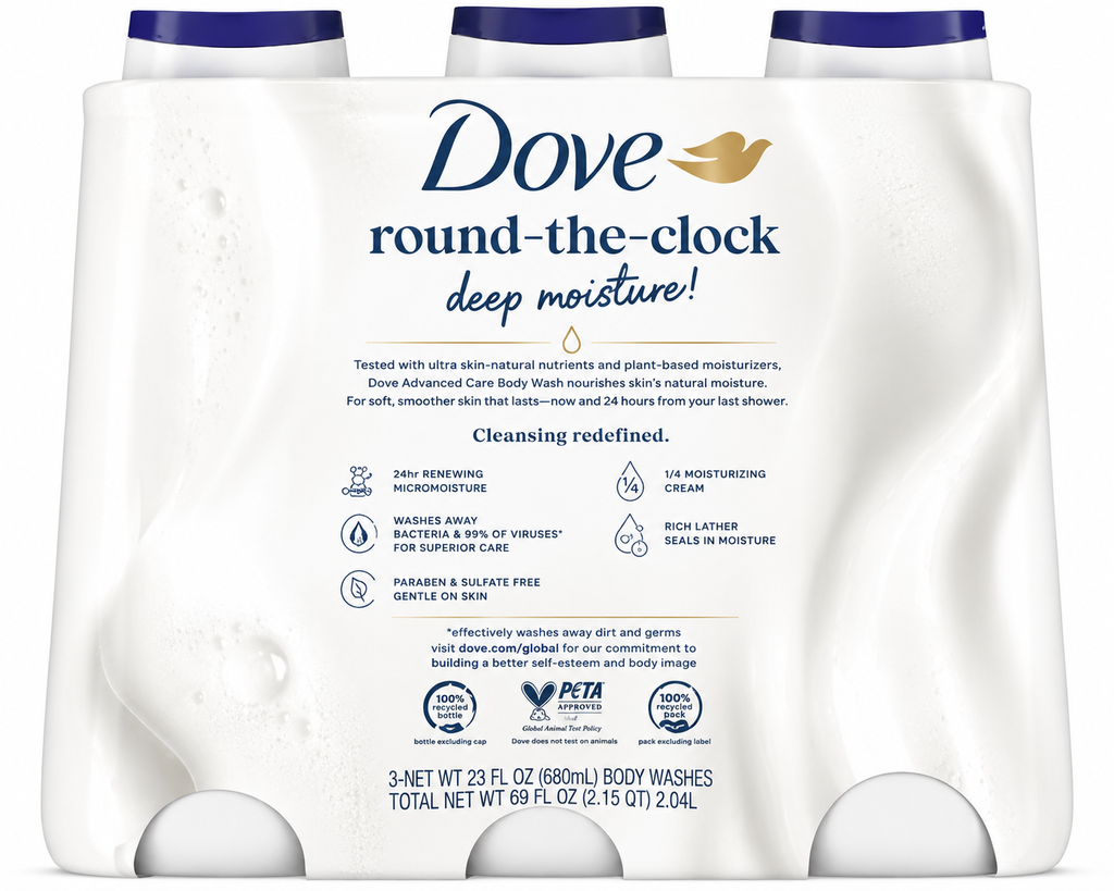 Dove Deep Moisture Renewing Body Wash, 3 pk./23 oz.