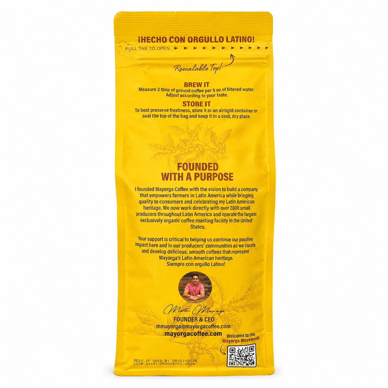 Mayorga Organic Cubano Roast Whole Bean Coffee, Dark Roast, 32 oz