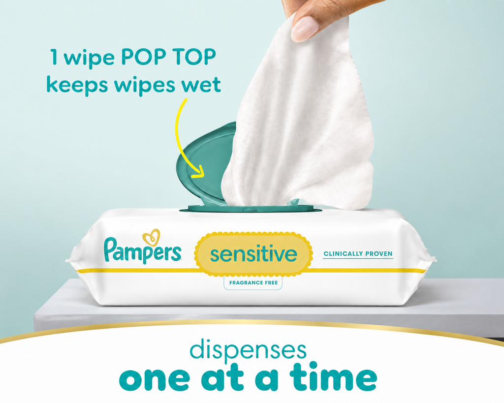 Pampers Sensitive Fragrance-Free Baby Wipes, 5 Packs, 280 Wipes