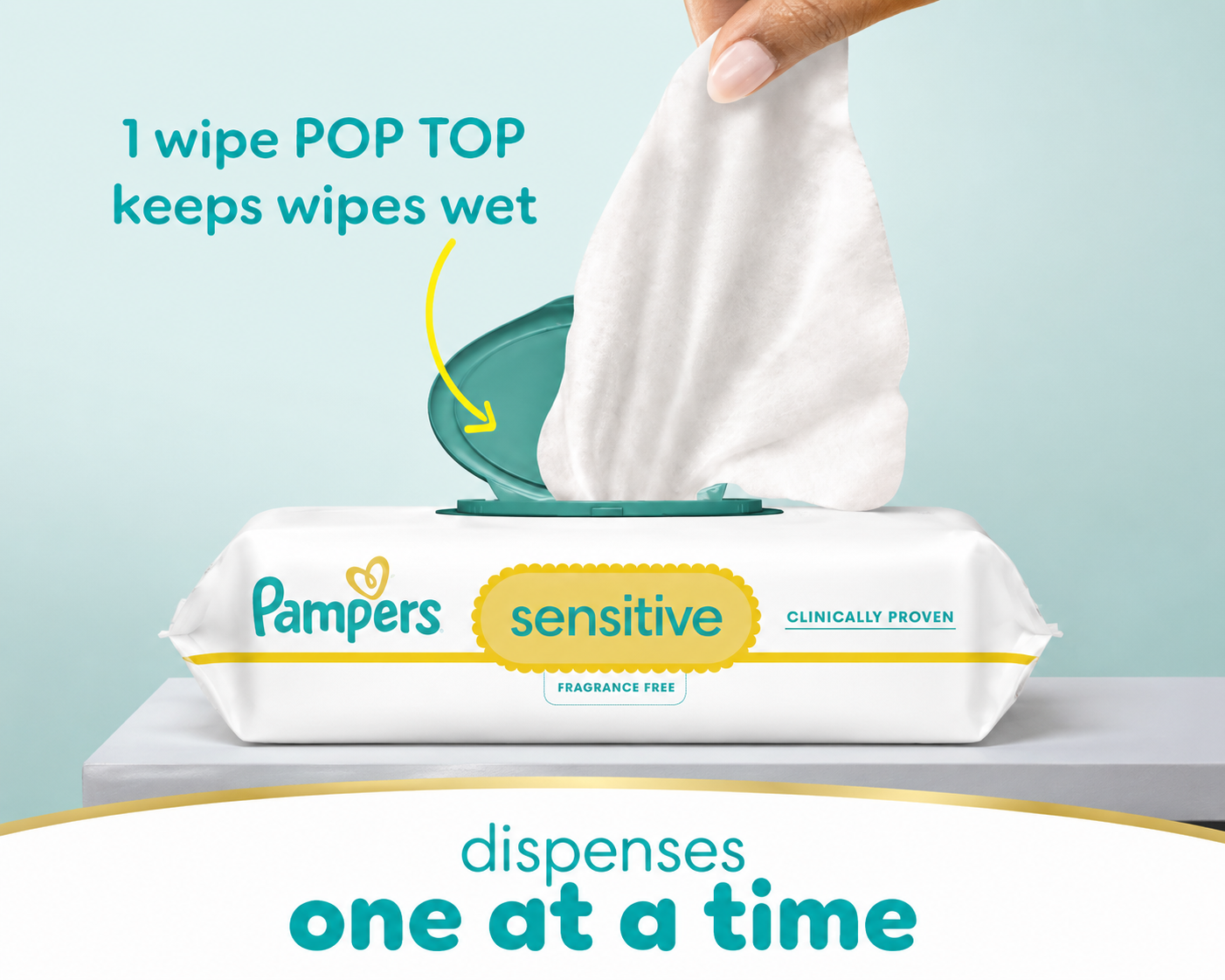 Pampers Sensitive Fragrance-Free Baby Wipes, 5 Packs, 280 Wipes