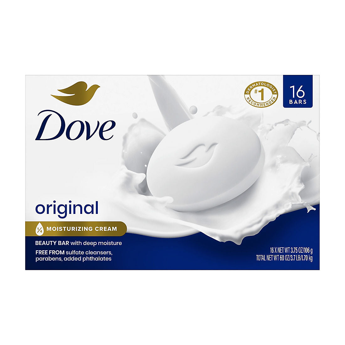 Dove Beauty Bar Soap Original with Deep Moisture, 16 ct./3.75 oz. product image