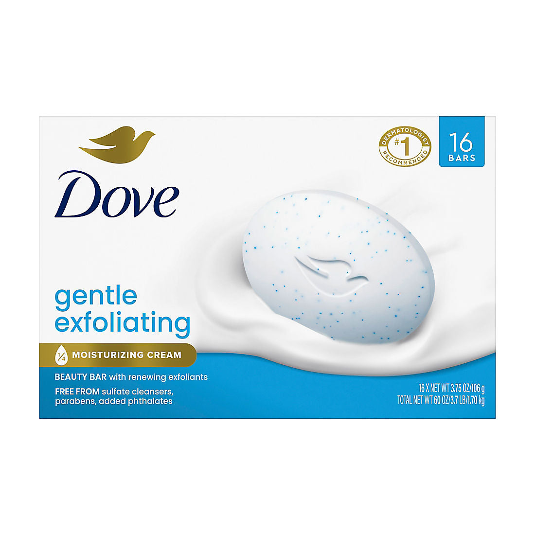 Dove Beauty Bar Soap Gentle Exfoliating, 16 ct. product image