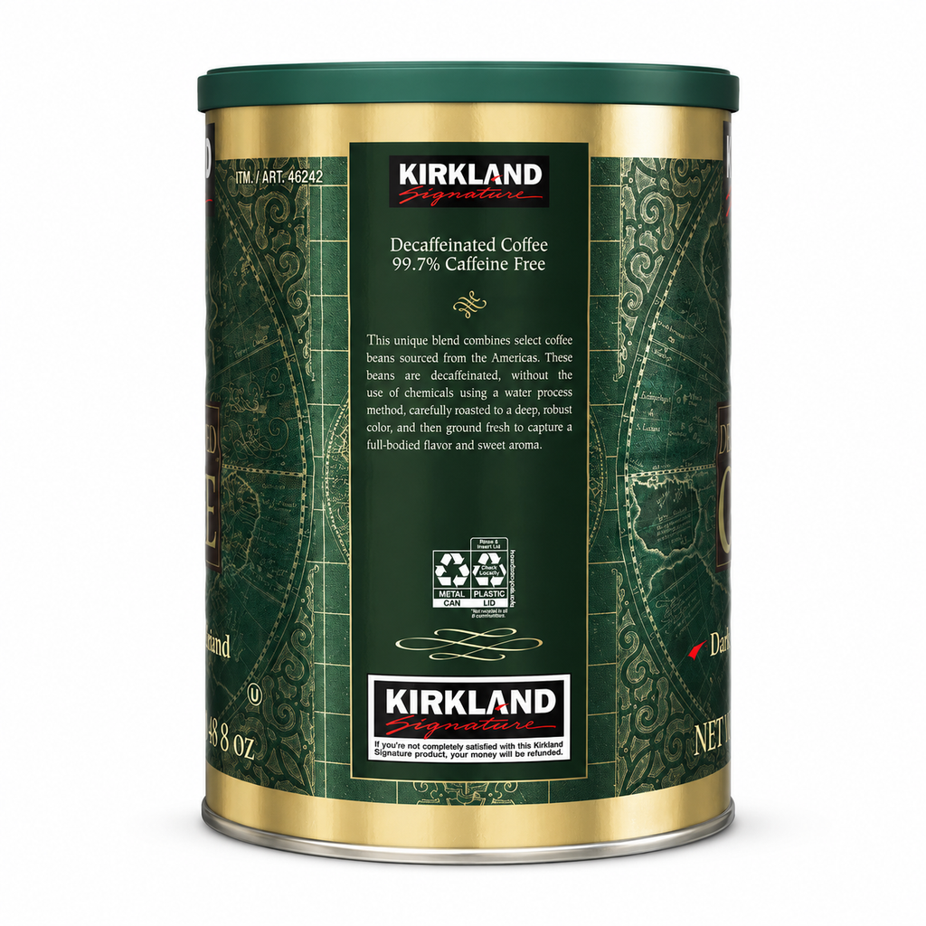 Kirkland Signature Decaffeinated Coffee, Dark Roast Fine Grind, 48 oz