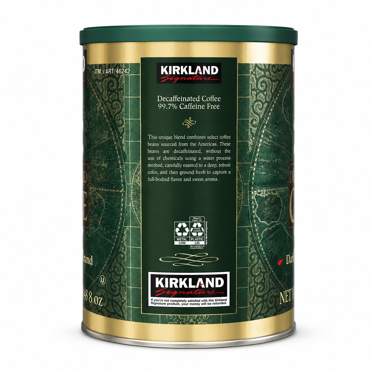 Kirkland Signature Decaffeinated Coffee, Dark Roast Fine Grind, 48 oz