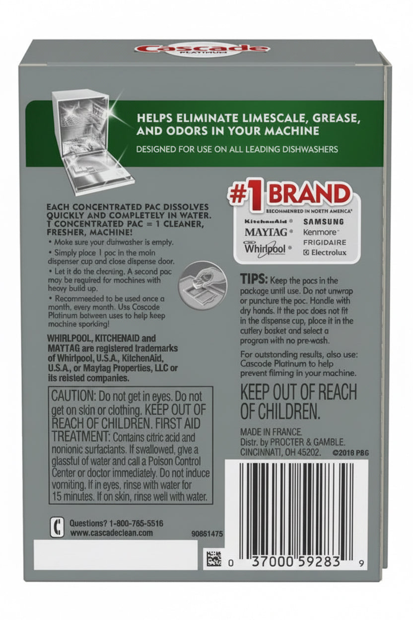 Cascade Platinum Dishwasher Cleaner, 3 Pack