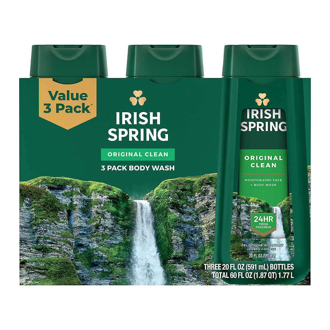 Irish Spring Original Clean Body Wash for Men, 3 ct./20 oz. product image