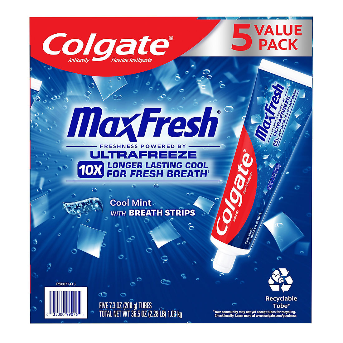 Colgate MaxFresh Cool Mint Toothpaste, 5 pk./7.3 oz. product image