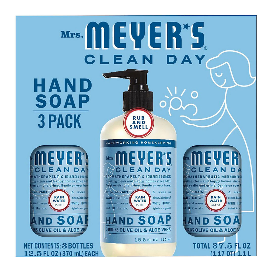 Mrs. Meyer's Clean Day Hand Soap, Rain Water Scent, 3 pk./12.5 fl. oz. product image