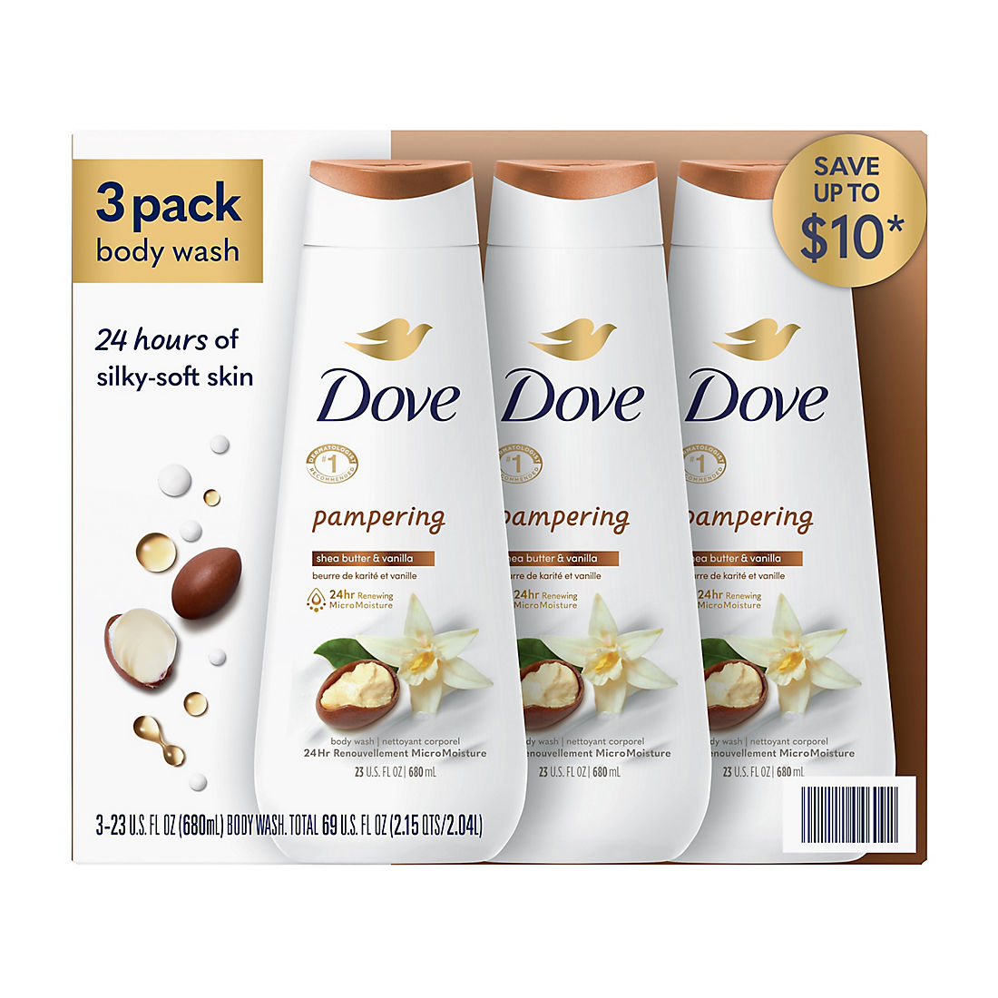 Dove Body Wash Pamper Shea Butter and Vanilla, 3 ct./23 oz. product image
