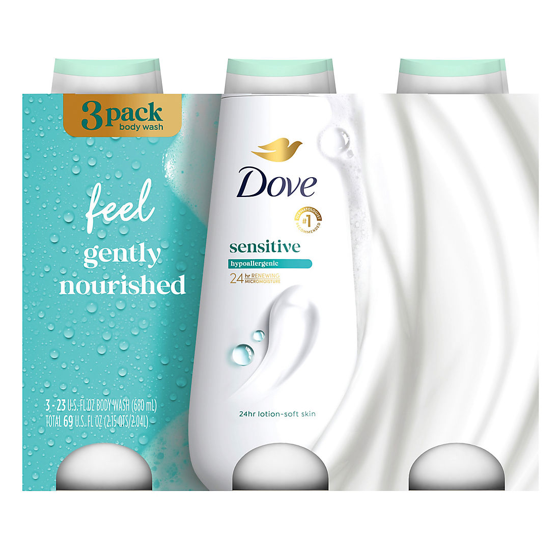Dove Sensitive Skin Hypoallergenic Body Wash, 3 pk./23 oz. product image