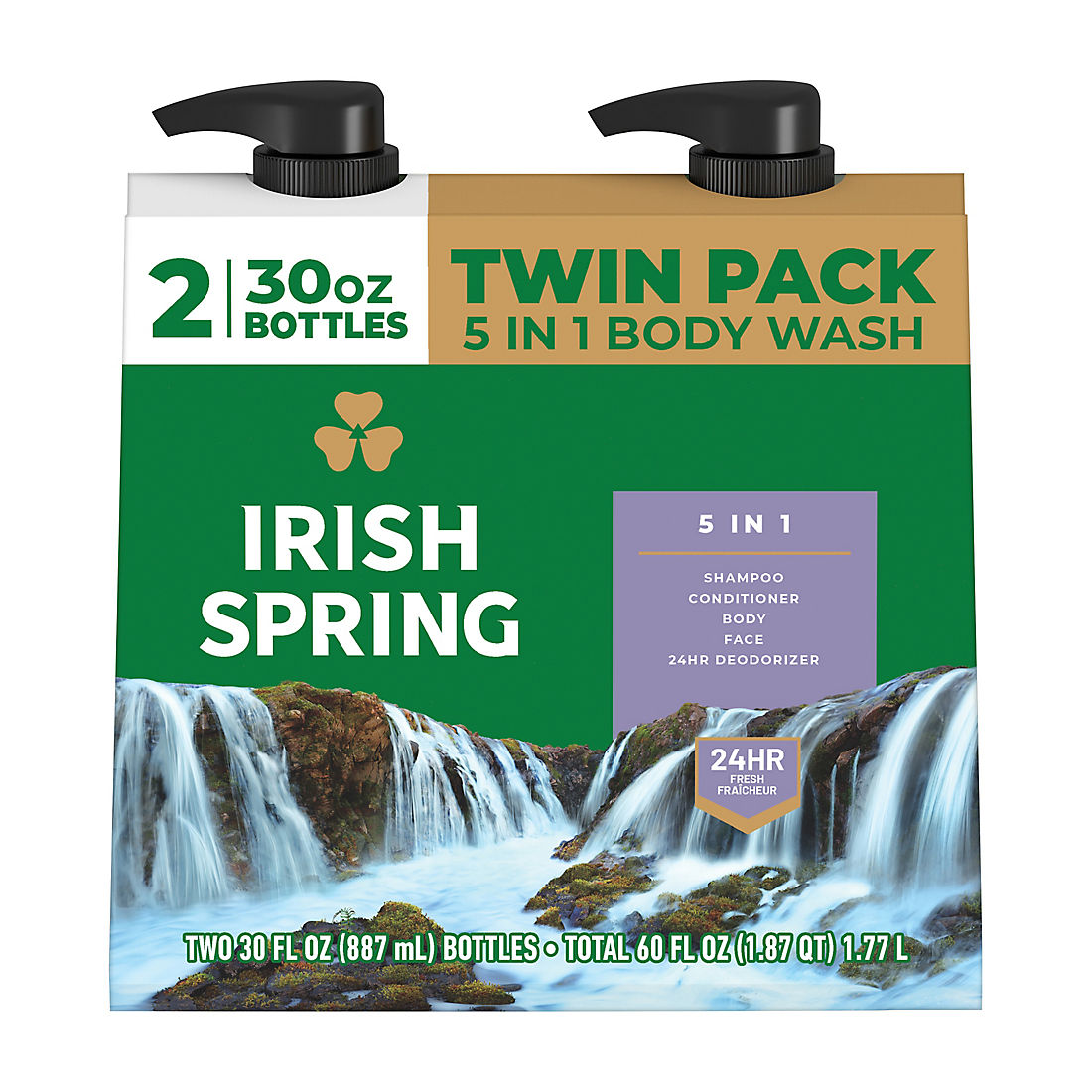 Irish Spring 5-in-1 Body Wash for Men, Cool Fresh Scent, 2 pk./30 oz. product image
