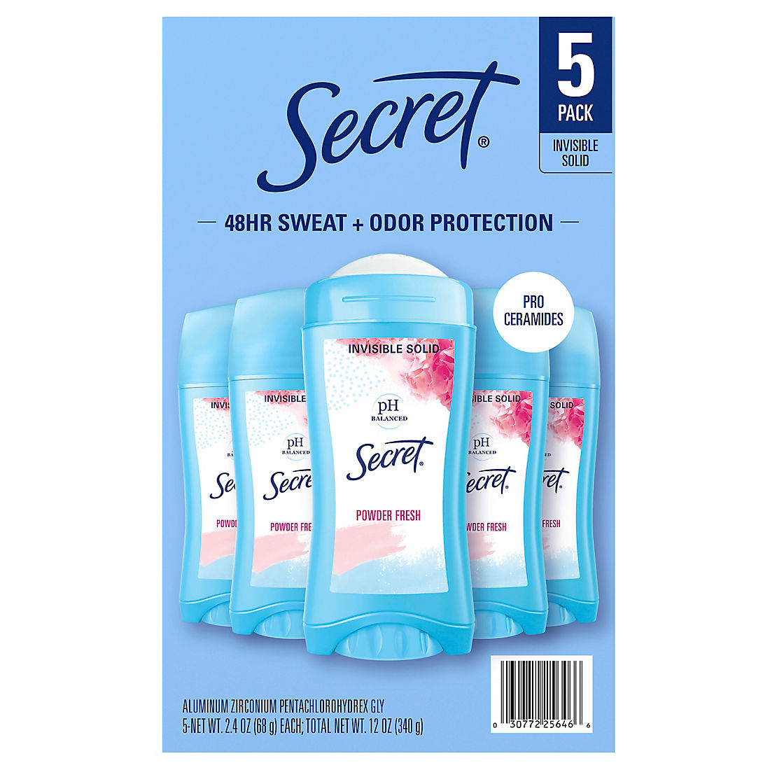 Secret Invisible Solid Antiperspirant and Deodorant, Powder Fresh, 5 pk./2.4 oz. product image