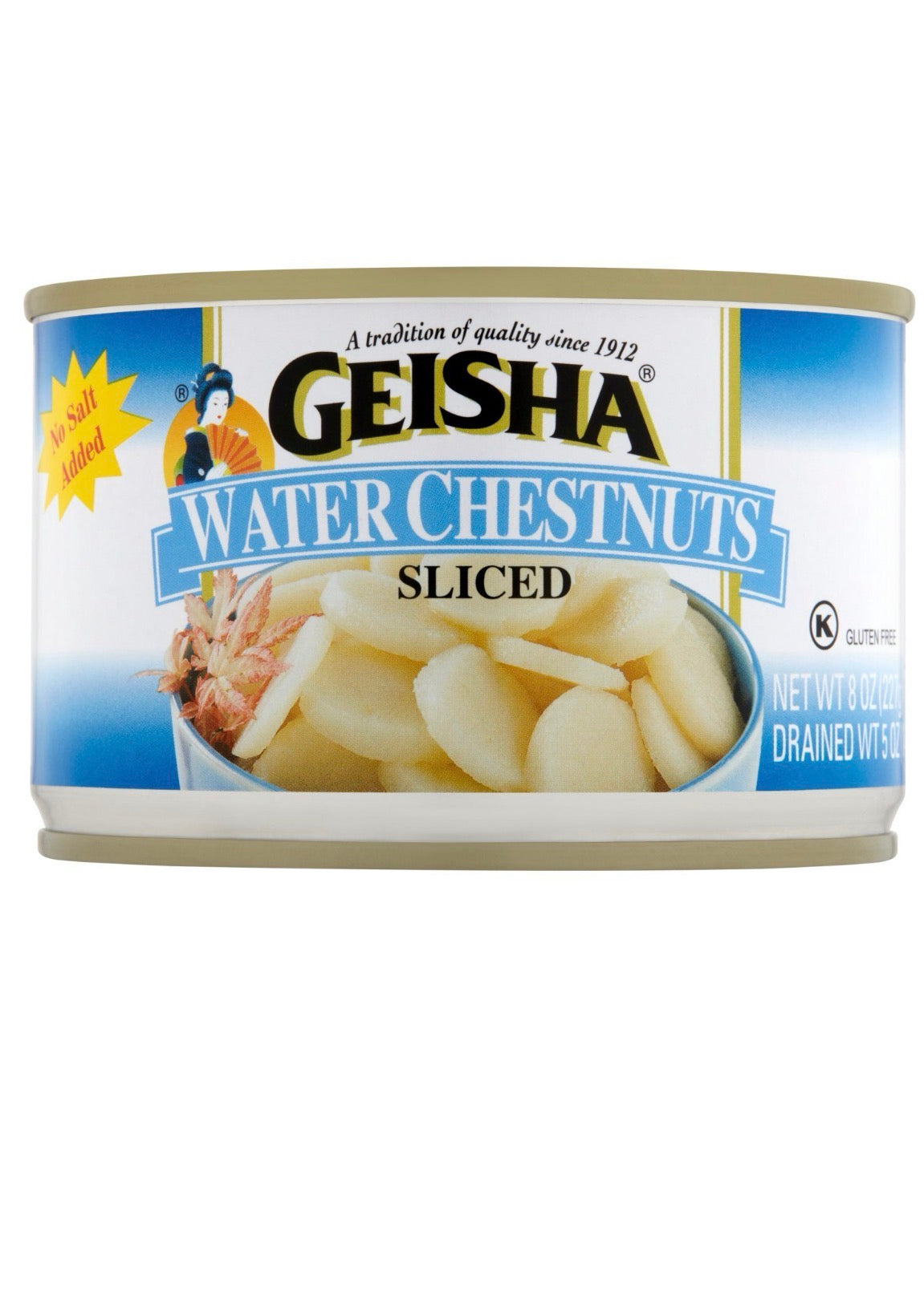 Geisha Sliced Water Chestnuts, 8 oz no salt added