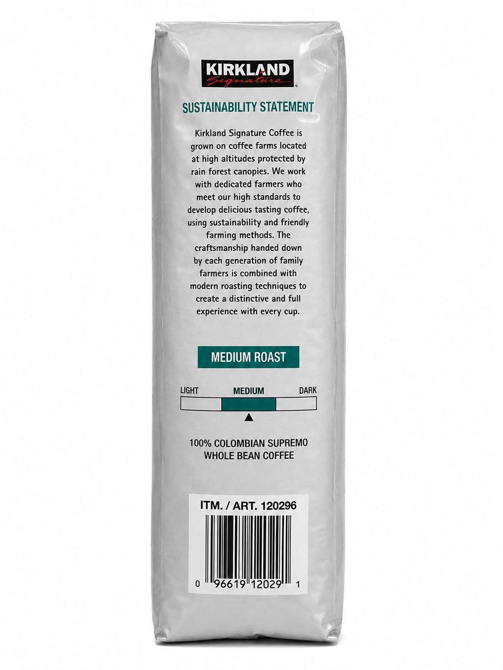 Kirkland Signature Colombian Supremo Whole Bean Coffee, Medium Roast, 48 oz