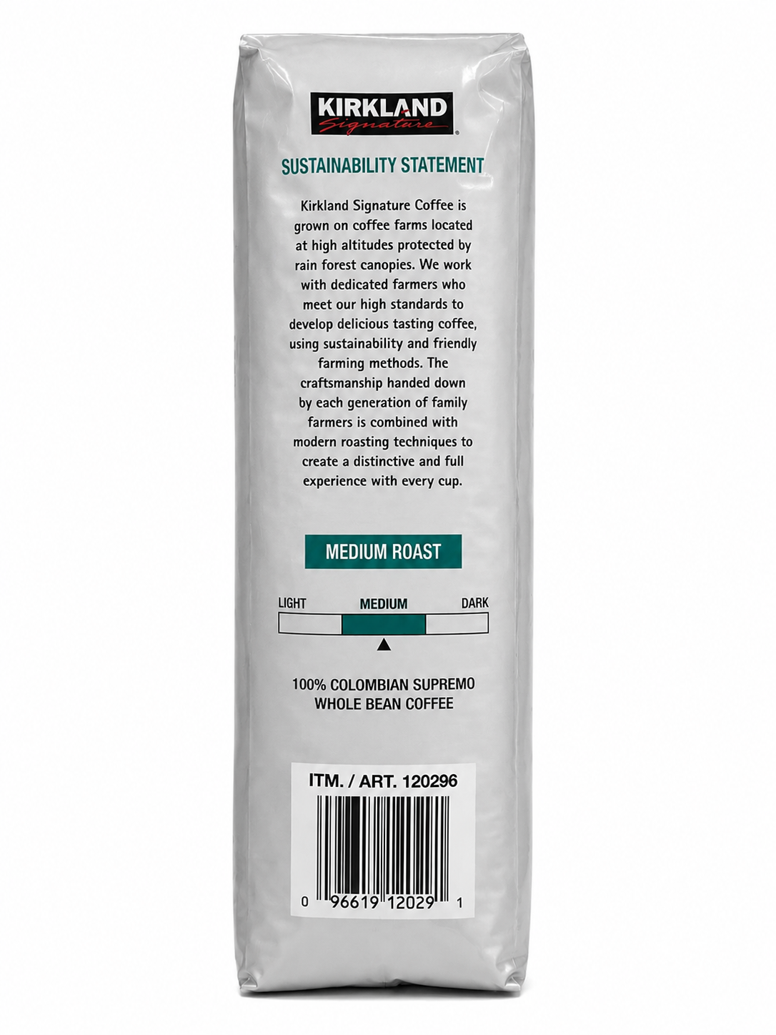 Kirkland Signature Colombian Supremo Whole Bean Coffee, Medium Roast, 48 oz