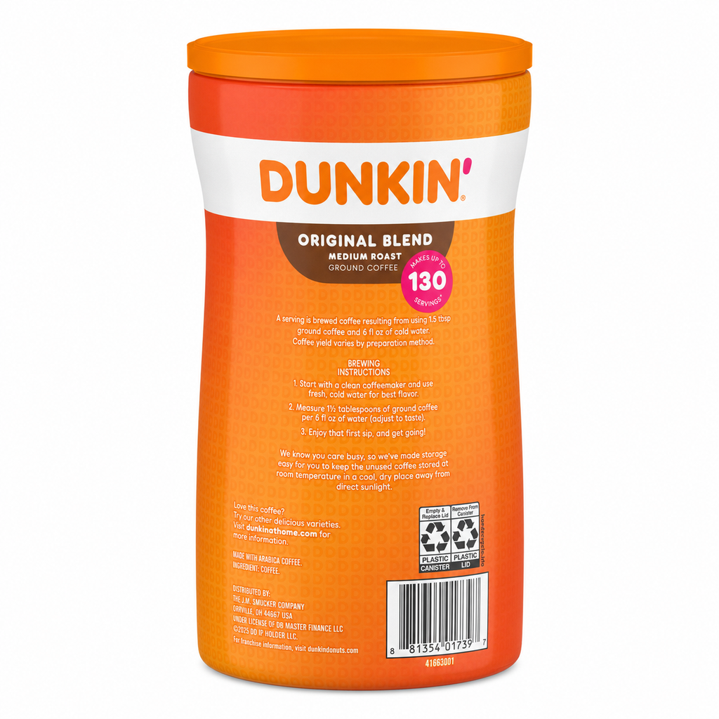 Dunkin’ Original Blend Ground Coffee, Medium Roast, 40 oz