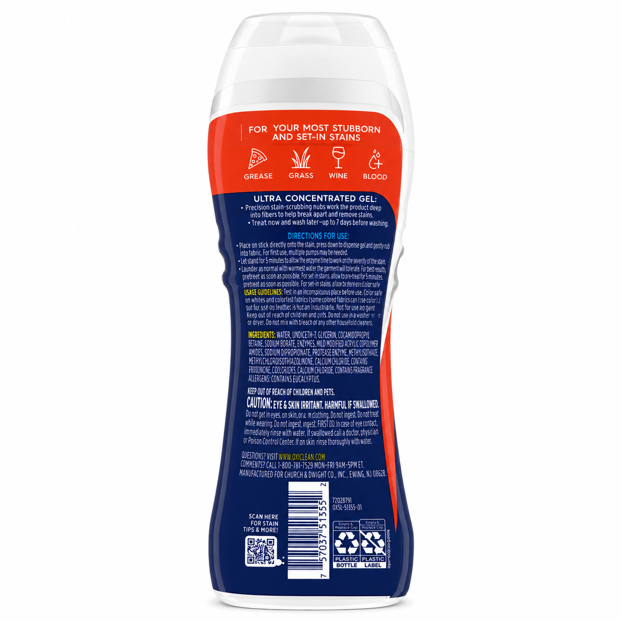 OxiClean Max Force Laundry Stain Remover Gel Stick, 6.2 fl oz