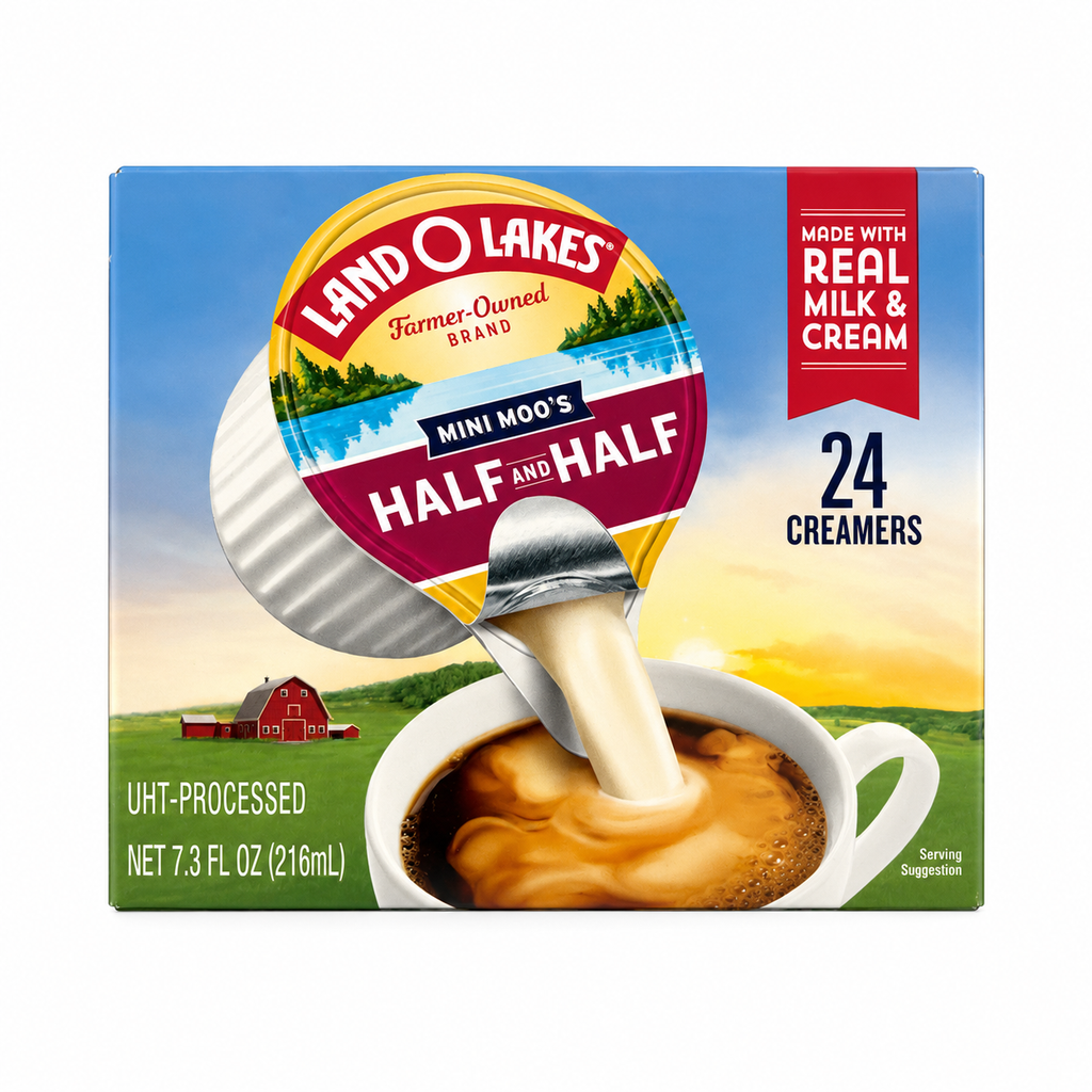 Creme para Café Mini Moo's Half & Half Land O Lakes, 24 Unidades