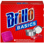Brillo Basics Steel Wool Scrub Pads, 8 Count