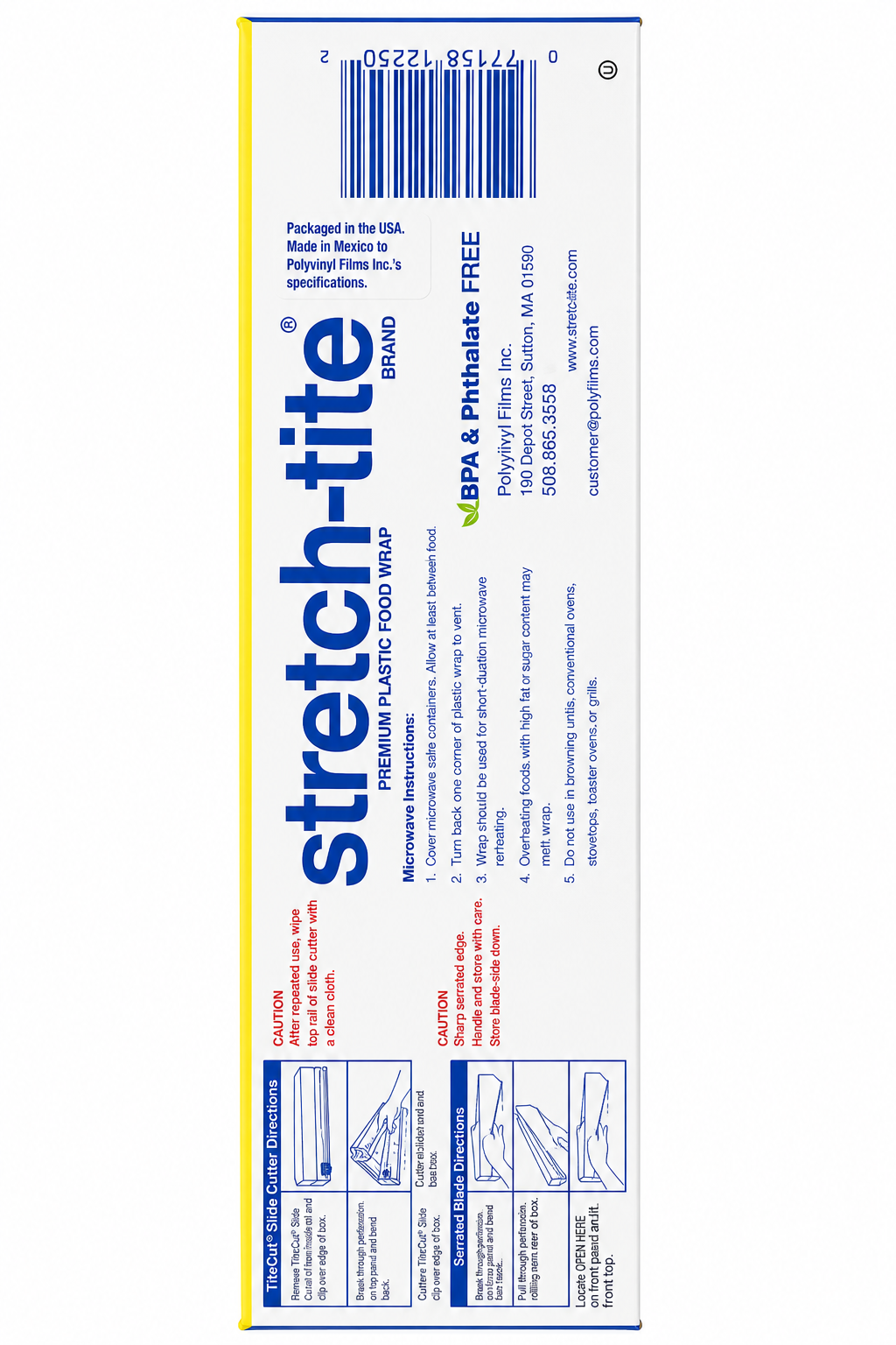 Stretch-tite Premium Plastic Food Wrap with TiteCut Slide Cutter – 250 Sq Ft