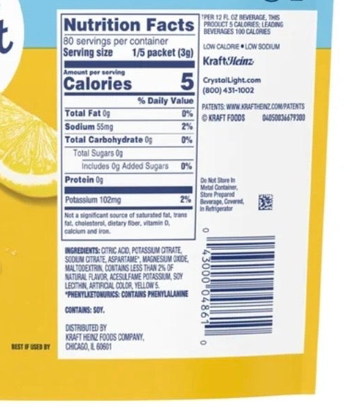 Crystal Light Lemonade Drink Mix, 16 Pitcher Packets