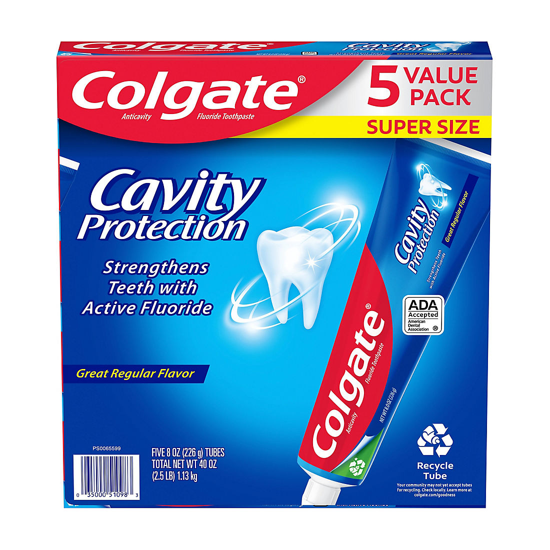 Colgate Cavity Protection Toothpaste with Fluoride, Regular Flavor, 5 pk./8 oz. product image
