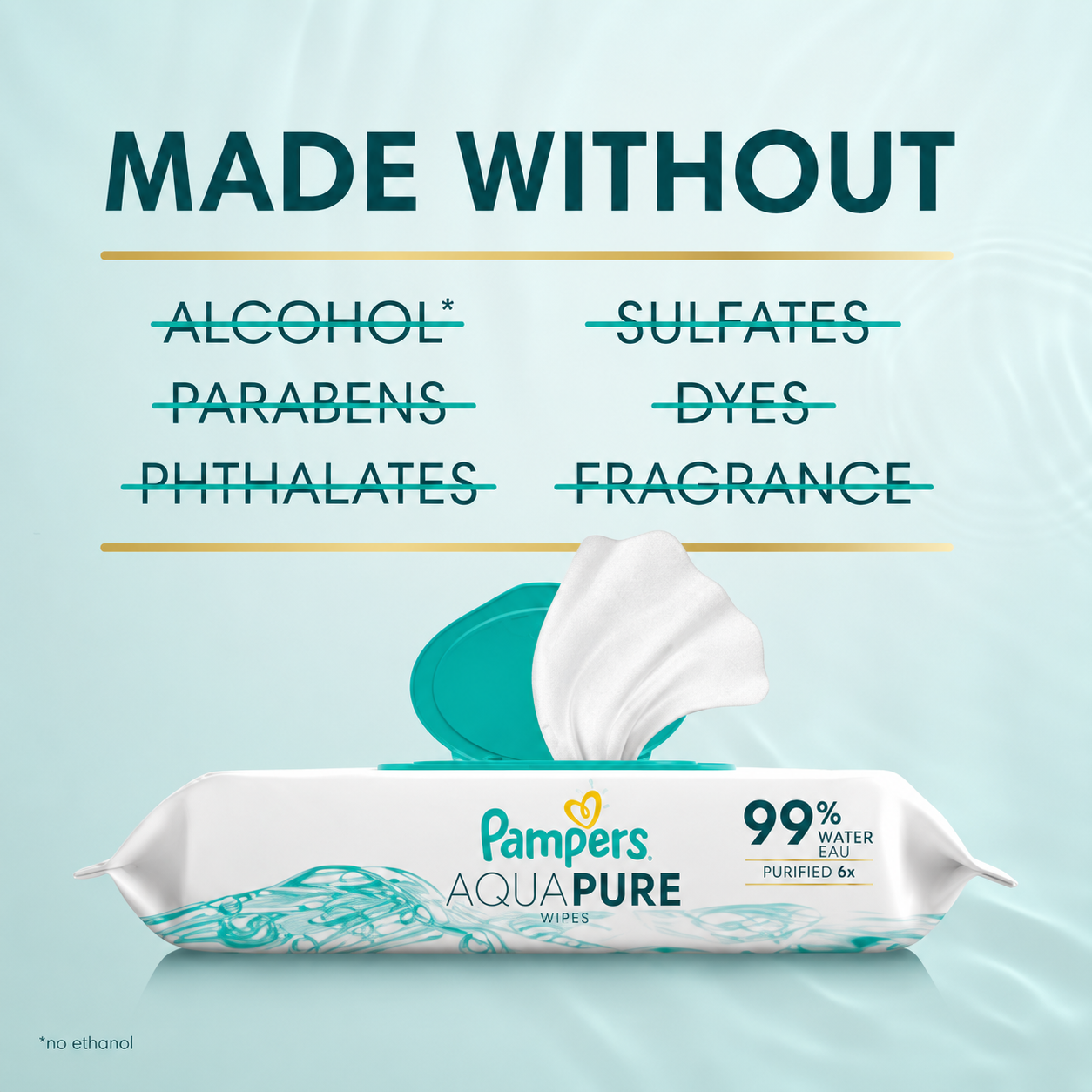 Pampers Aqua Pure Sensitive Baby Wipes, 5 Packs, 280 Wipes