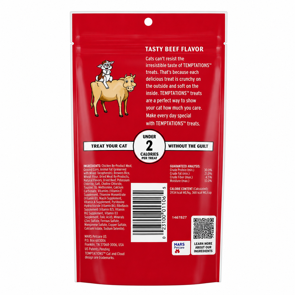 Temptations Cat Treats Hearty Beef Flavor, 3 oz
