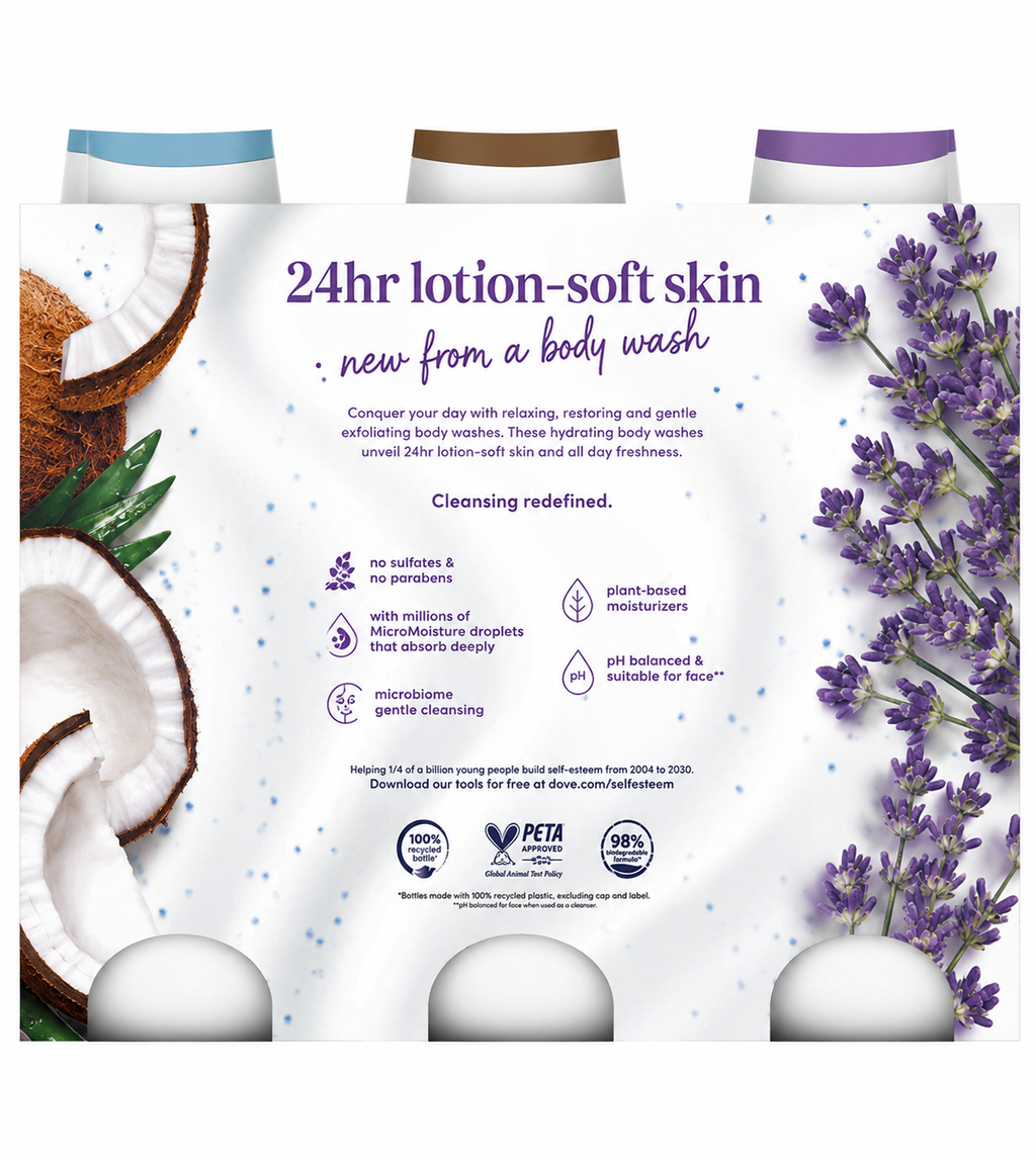 Dove Relax, Exfoliate & Restore Body Wash Variety Pack, 3 pk./23 oz.