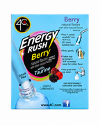 4C Energy Rush Berry Sugar Free Drink Mix with Taurine – 18 Packets, 4.96 oz