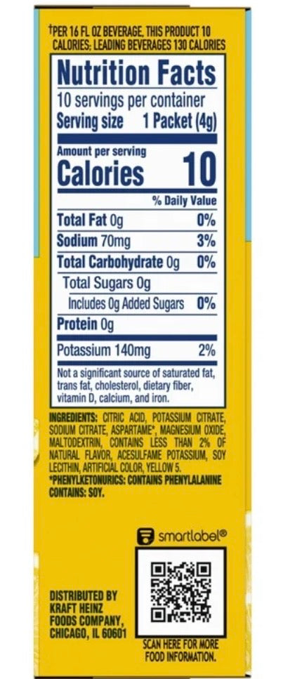 Crystal Light Lemonade On-The-Go Drink Mix, 10 Packets, 1.4 oz