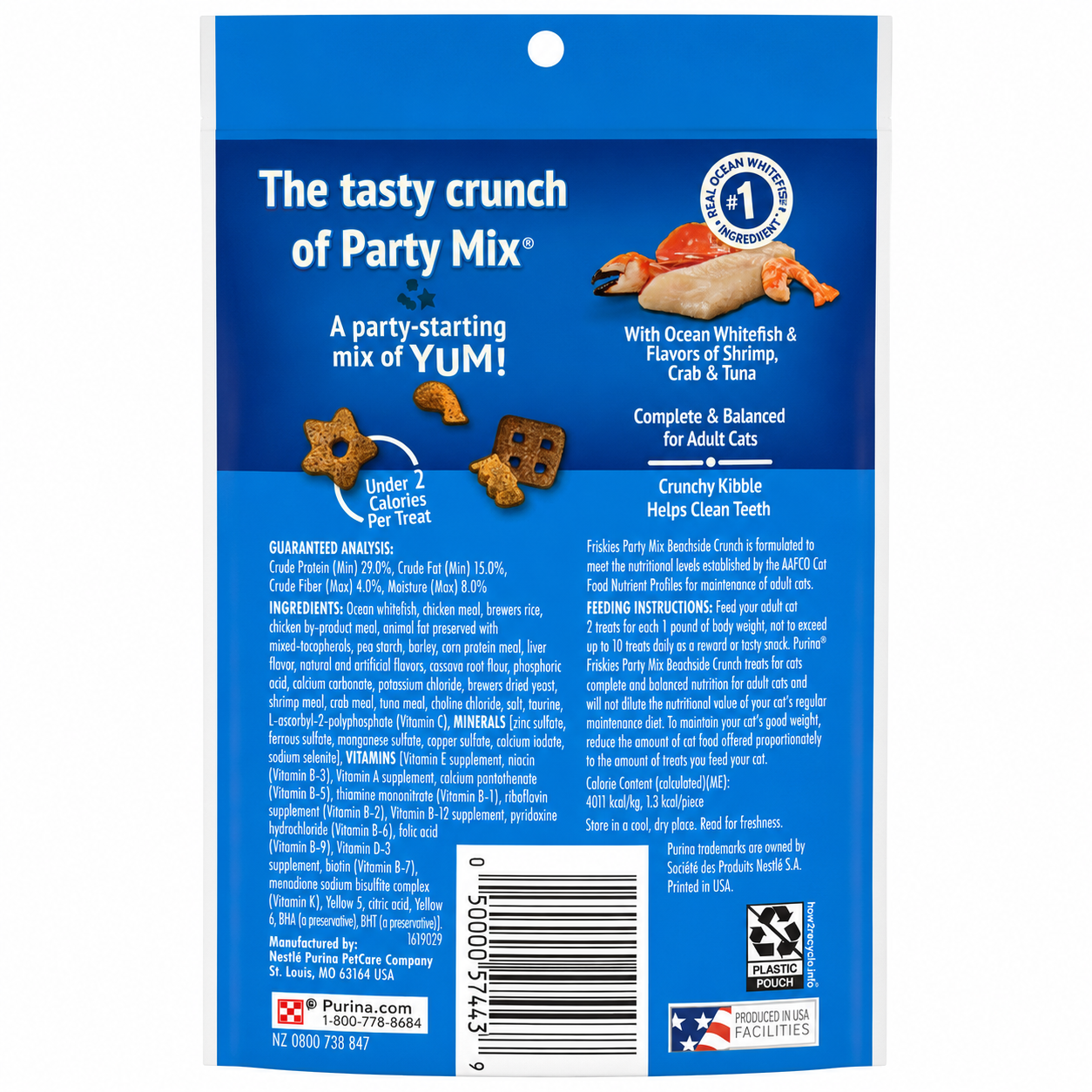 Friskies Party Mix Beachside Crunch with Ocean Whitefish, Shrimp, Crab & Tuna Flavors, 2.1 oz