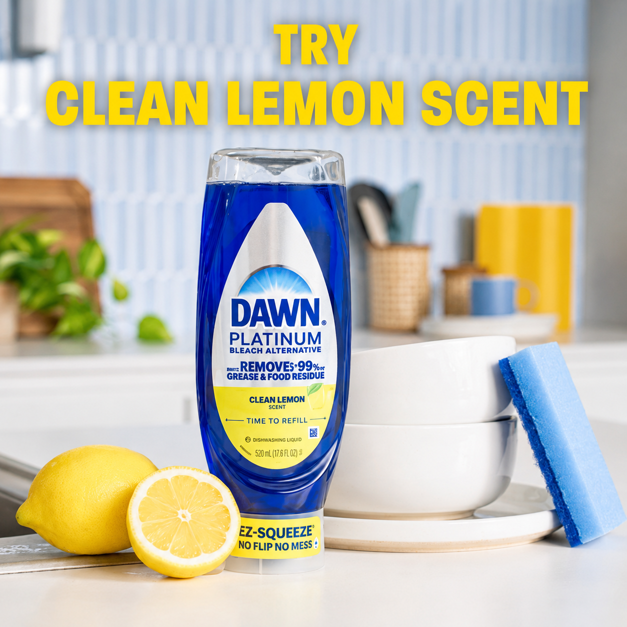 Dawn Platinum Bleach Alternative EZ-Squeeze Dish Soap - Clean Lemon, 3 pk./20.5 fl. oz. each