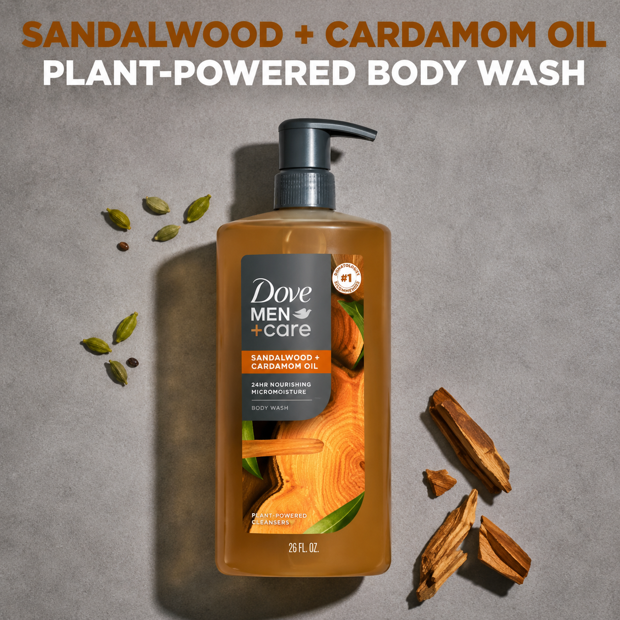 Dove Men+Care Body Wash Sandalwood + Cardamom Oil, 2 pk./26 fl. oz.