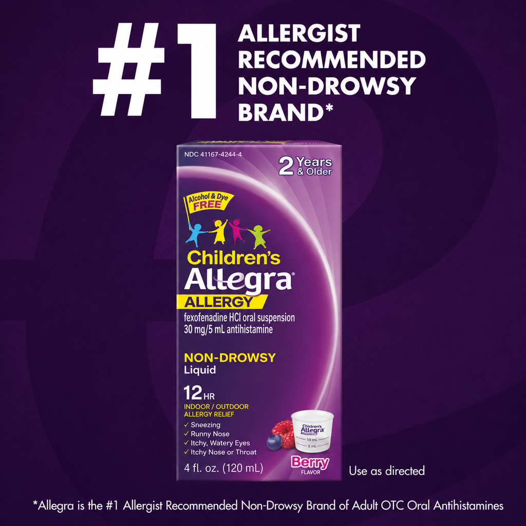 Children's Allegra Dye-Free 12-Hour Allergy Relief Liquid, 4 fl oz