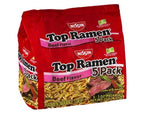 Nissin Top Ramen, Sopa de Macarrão Instantânea, Sabor Carne, 5 Unidades