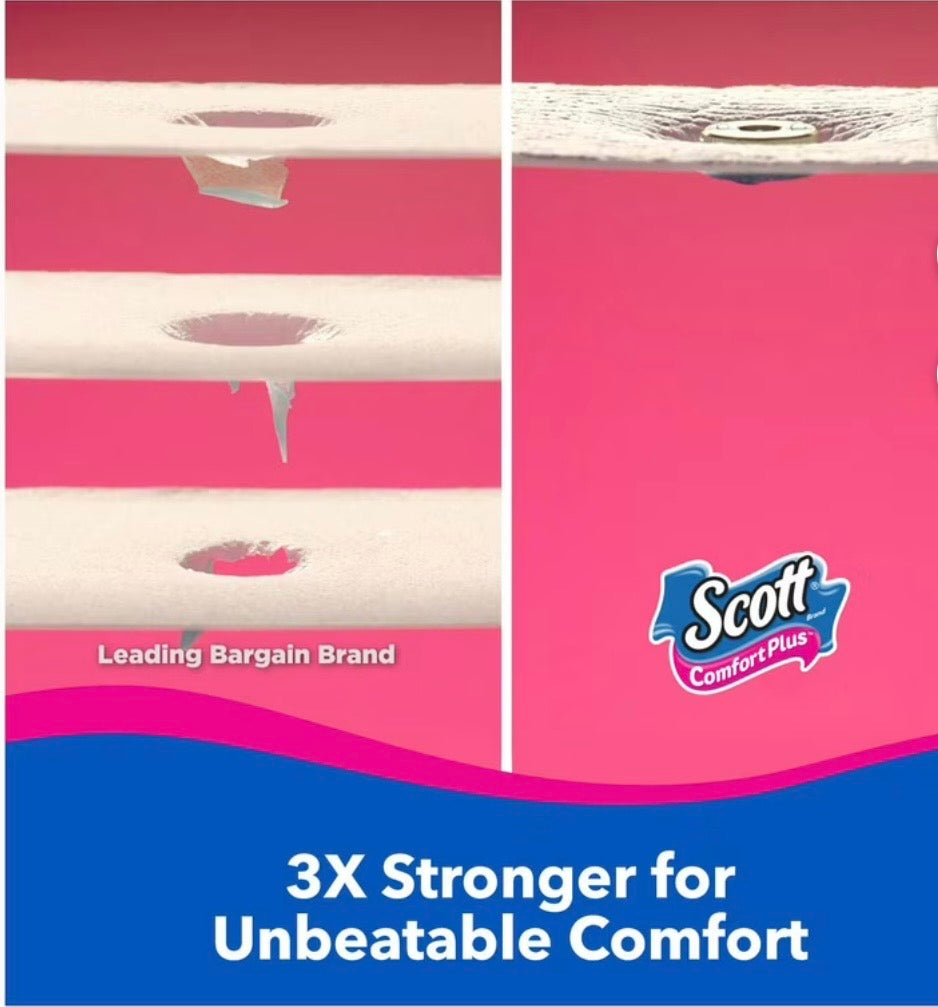 Scott ComfortPlus Toilet Paper, Regular Roll, 4 Rolls