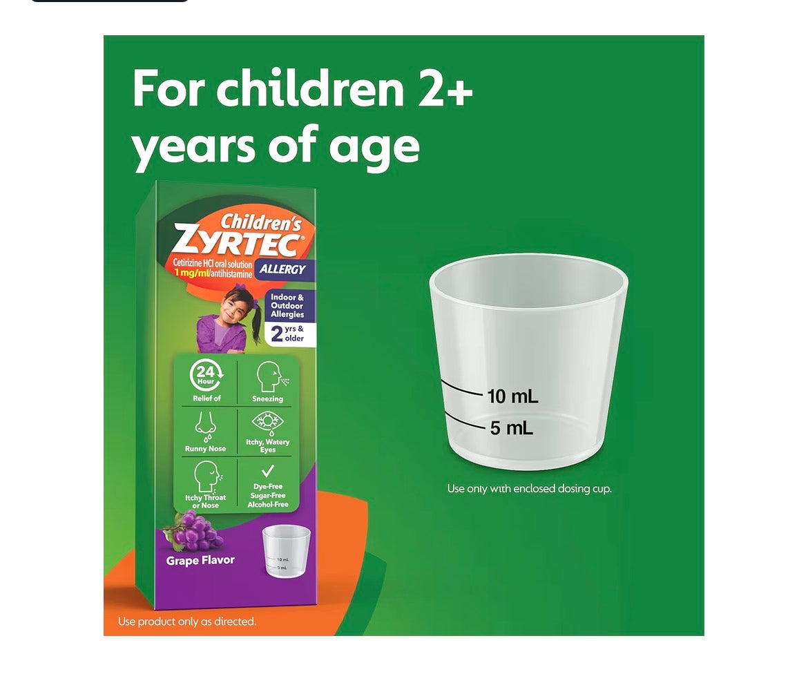 Children's Zyrtec 24-Hour Allergy Relief Grape Syrup, 4 fl oz