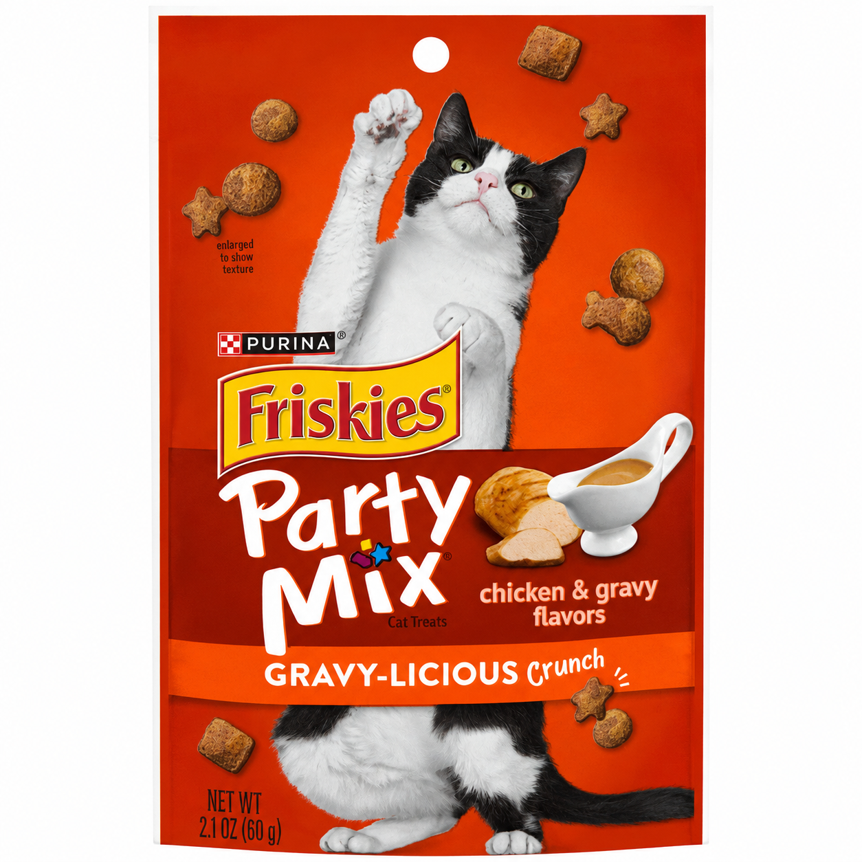 Friskies Party Mix Gravy-Licious Crunch Chicken & Gravy Flavors, 2.1 oz