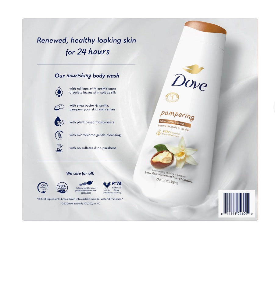 Dove Body Wash Pamper Shea Butter and Vanilla, 3 ct./23 oz.
