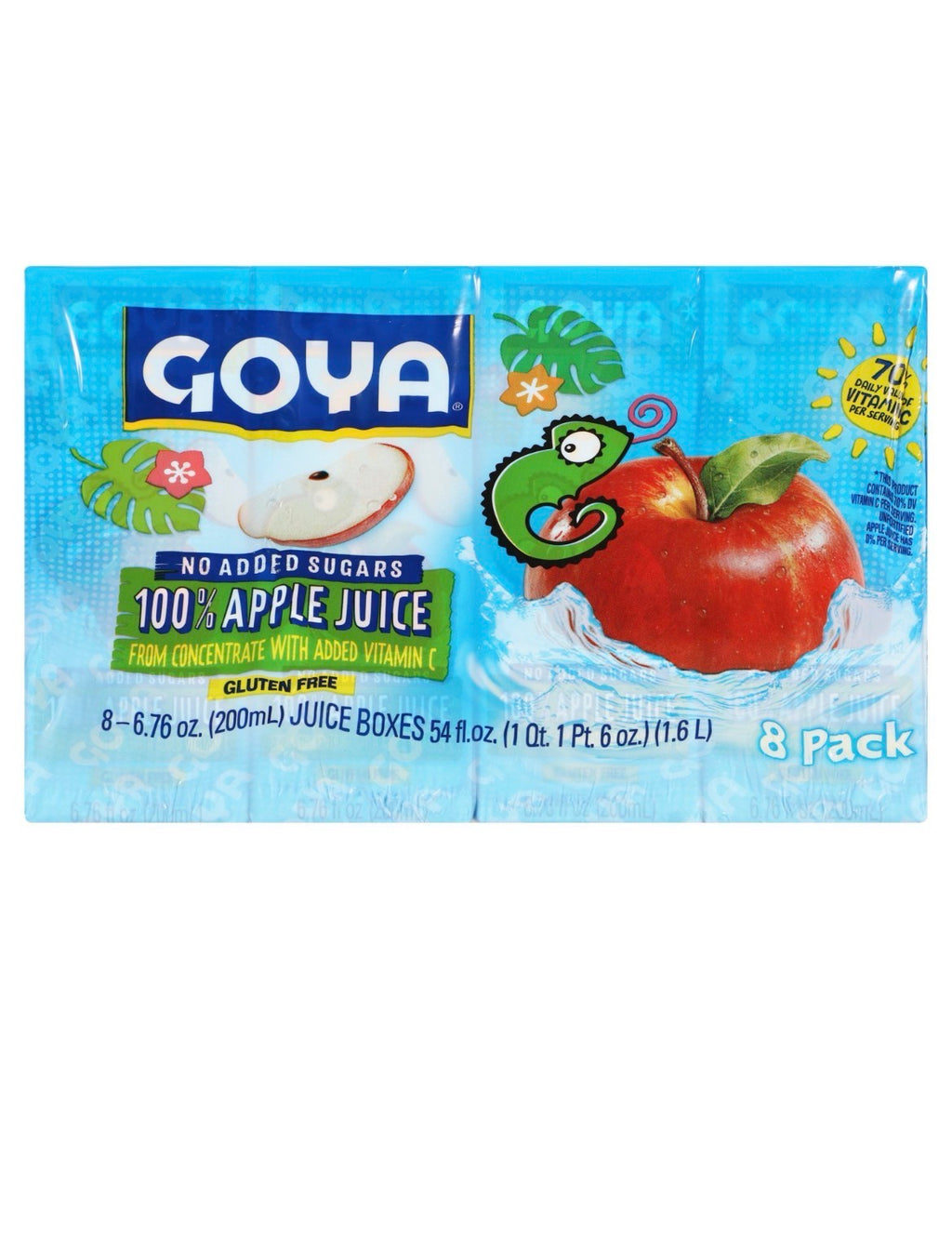 Goya No Added Sugars 100% Apple Juice, 6.76 fl oz, 8 Count