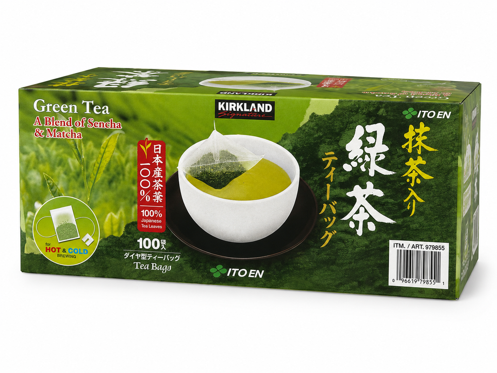 Kirkland Signature Japanese Green Tea, Sencha & Matcha Blend, 100 Tea Bags