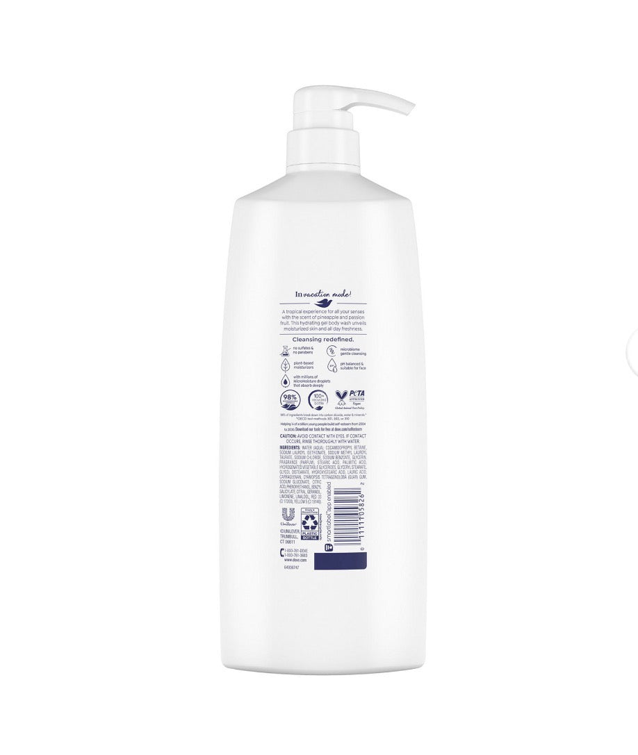 Dove Body Wash Pineapple & Passionfruit, 40 oz.