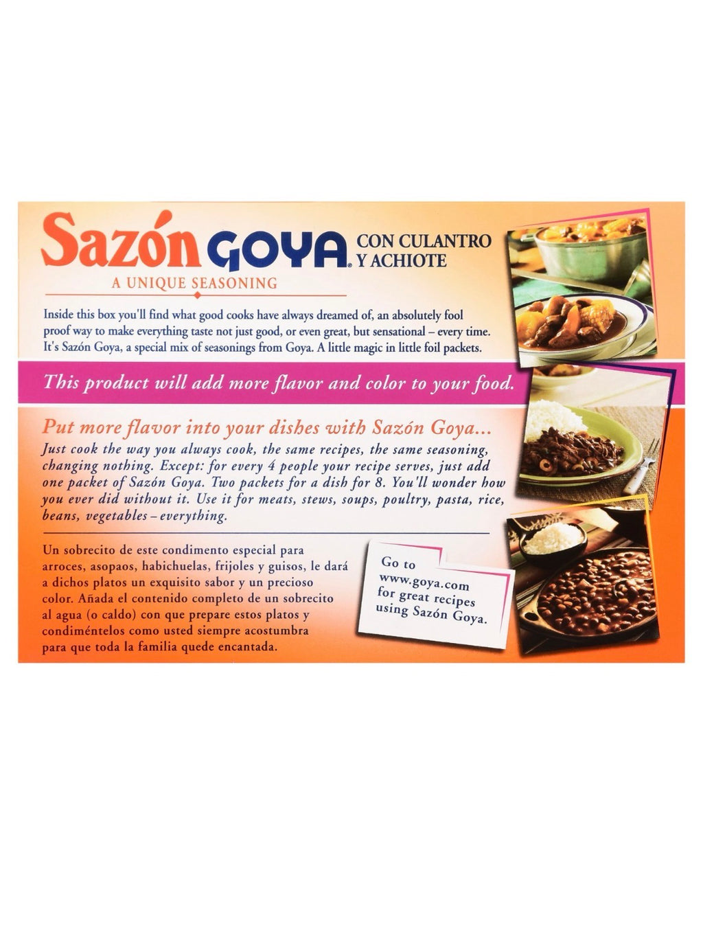 Goya Sazón Coriander & Annatto Seasoning Jumbo Pak, 36 Count, 6.33 oz