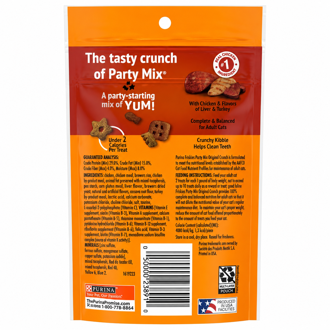 Friskies Party Mix Original Crunch with Chicken, Liver & Turkey Flavors, 2.1 oz