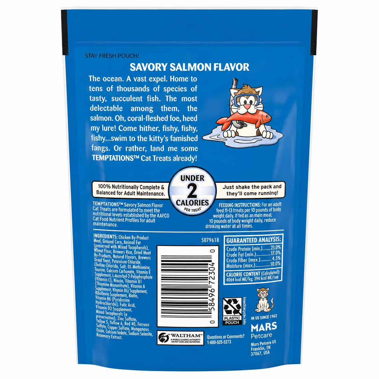 Temptations Cat Treats Savory Salmon Flavor, 3 oz