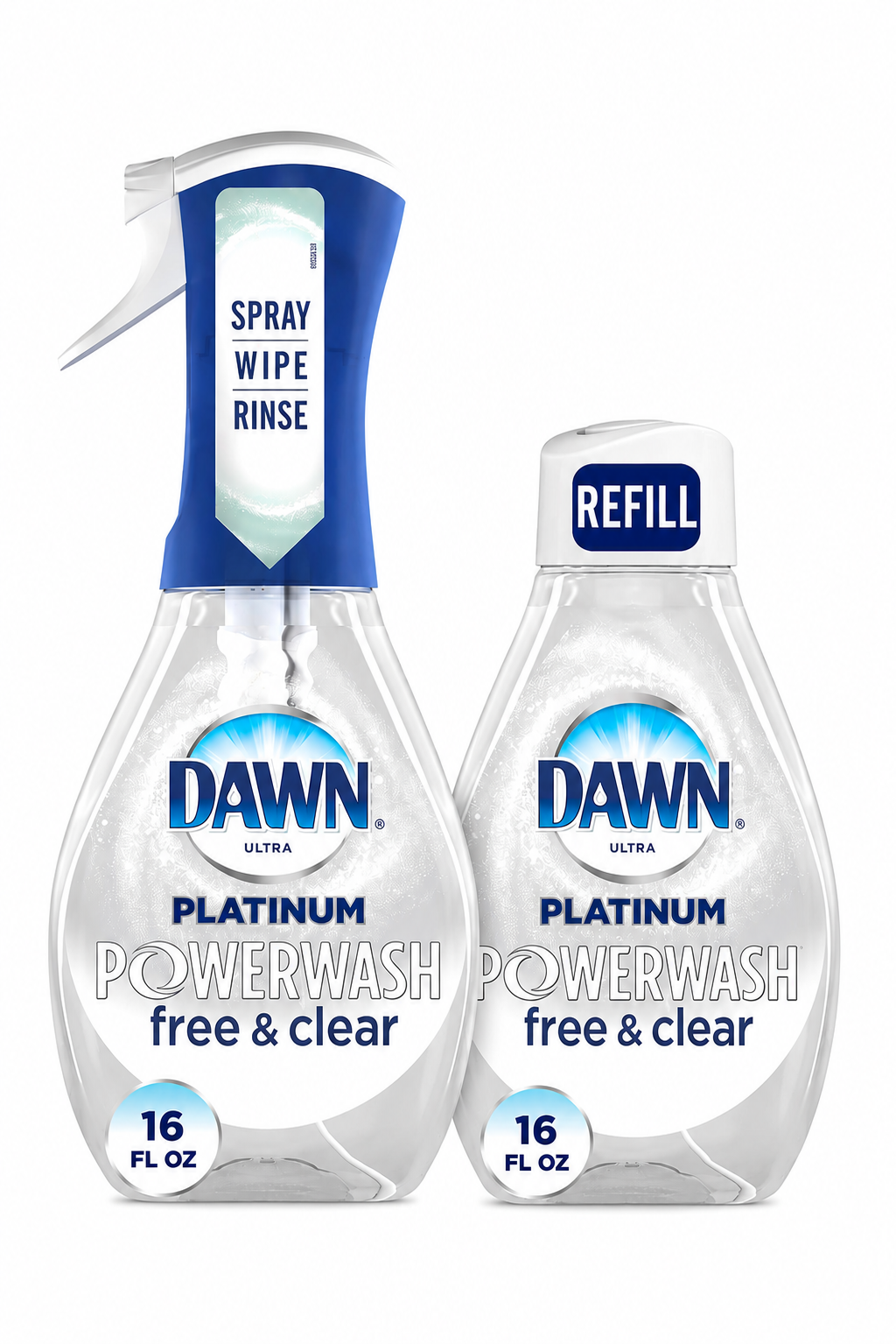 Dawn Platinum Powerwash Free & Clear Dish Spray Bundle – 1 Spray (16 oz) + 1 Refill (16 oz)