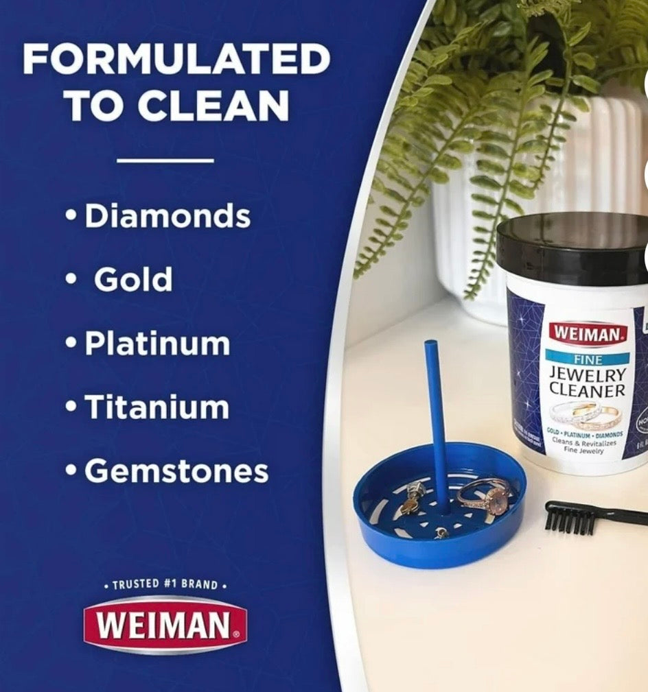 Weiman Fine Jewelry Cleaner Liquid with Cleaning Brush, 6 oz